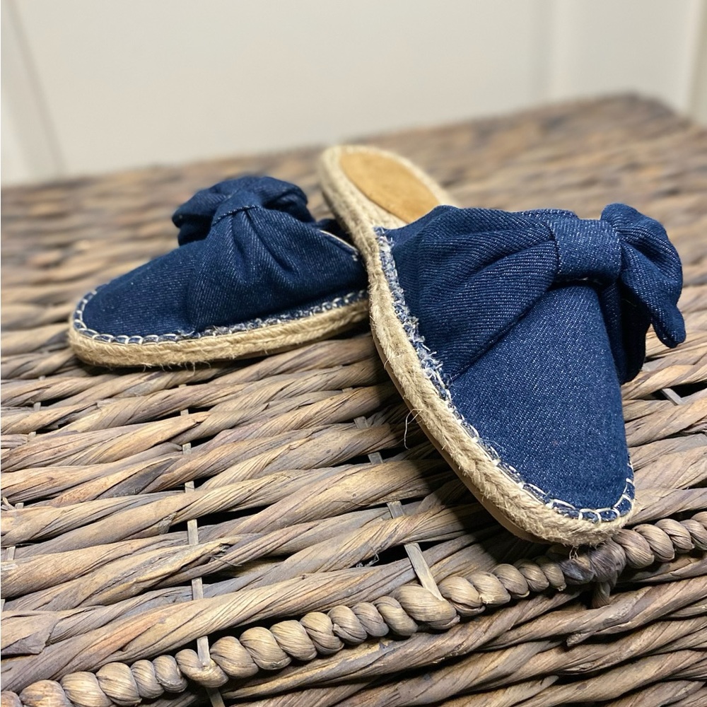 EUC Vintage Havana Candace sz 7.5 women's blue denim mule espadrilles flats mule